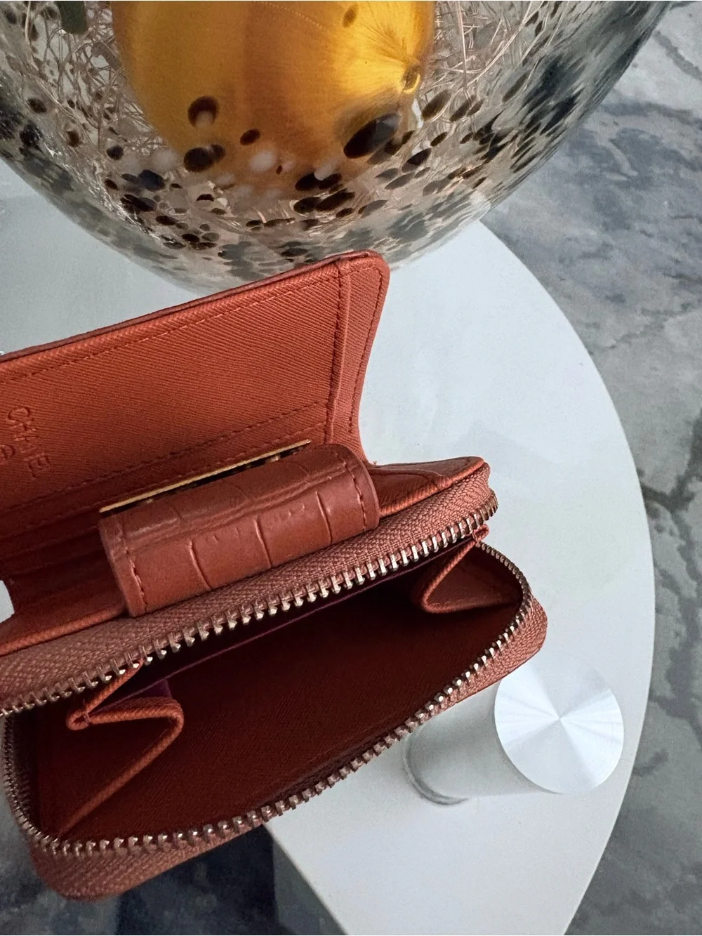 CHANEL Croc-Embossed Leather Wallet in Rust with Gold Hardware - Picture 3 of 5